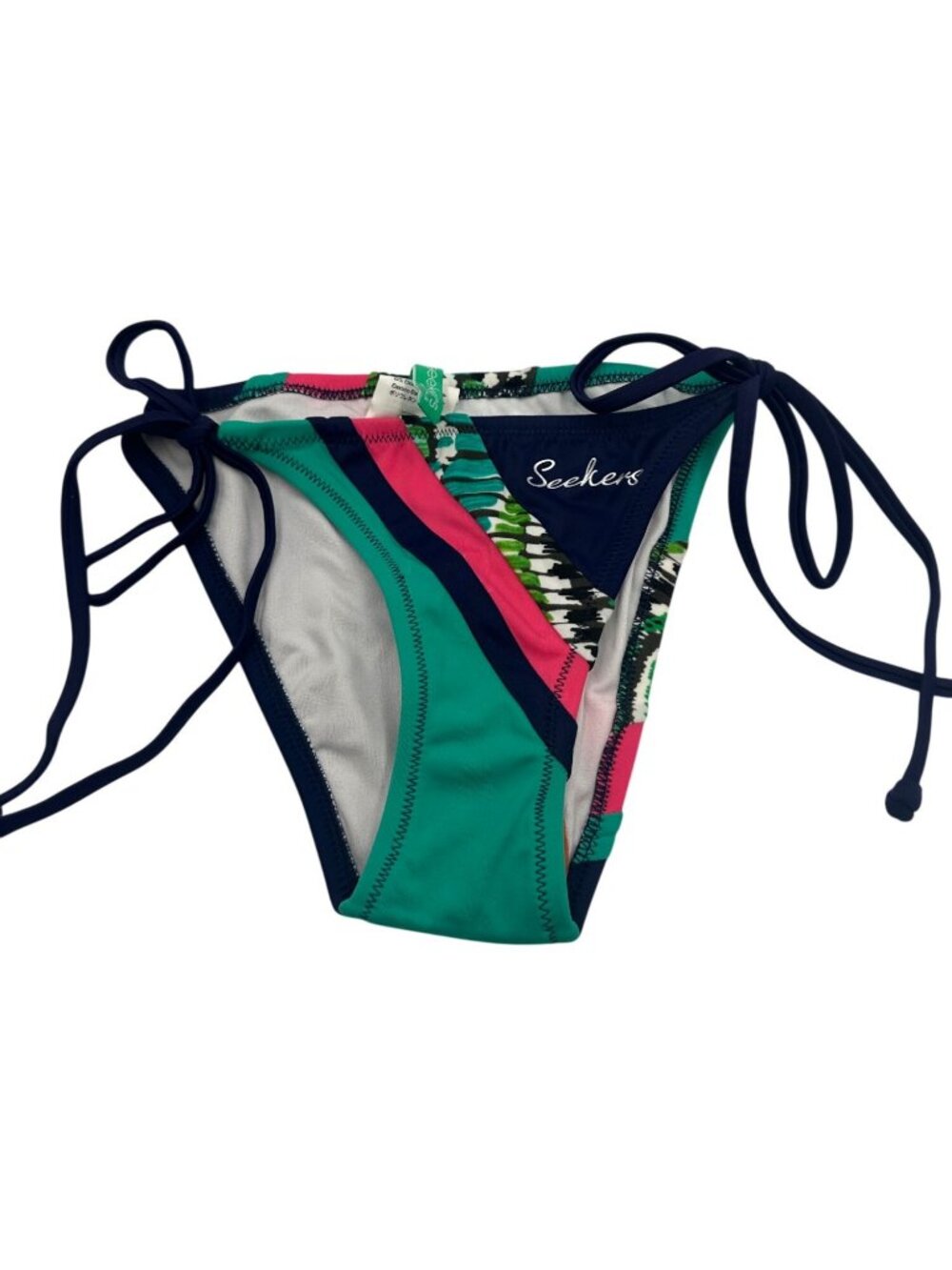 Seekers Womens XS Bikini Bottom Tie Side Multicolor Print Nylon & Elastane